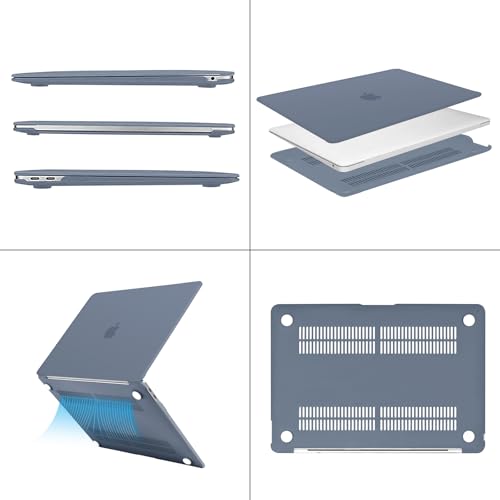 Image of MOSISO Compatible with MacBook Air 13 inch Case 2022 2021 2020 2019 2018 Release A2337 M1 A2179 A1932 Touch ID, Plastic Hard Shell Cover Compatible with MacBook Air 13.3 inch Case, Haze Blue