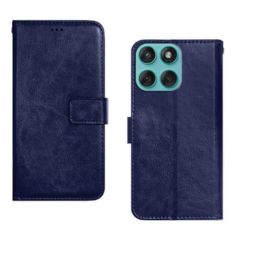 Image of amazon basics Moto Edge 60 Fusion 5G Flip Cover | Card Pockets Wallet & Stand | Flip Cover for Moto Edge 60 Fusion 5G (Blue)