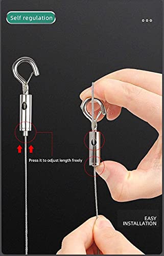 Image of 2 Packs Adjustable Picture Hanging Wire kit 1.5m with Hooks,Heavy Duty Stainless Steel Wire Rope for Hanging Mirror, Picture Frames,Light,lamp, Hold Up to 10 kg