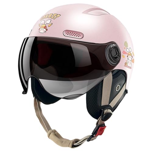 Casque Moto 3/4 pour Enfants, Casque Scooter avec Visière Solaire pour Garçons Et Filles De 5 À 15 Ans, Casque Jet Moto pour Enfants, Homologué ECE 22.06...