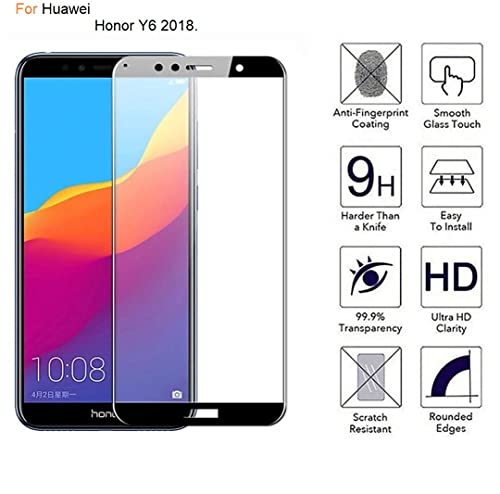 Image of Screen Protector for Huawei Honor Y6 2018 (Black) Tempered Glass Edge-to-Edge 6D Screen Guard With Installation Ki