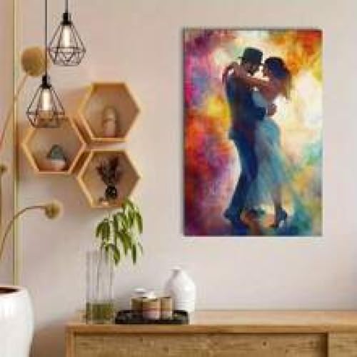 Tableau abstrait couple dansant 70x90cm toile decoration murale salon - 2