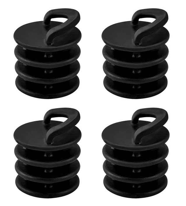 Forieru 4-Pack 1.6 Inch Black Rubber Kayak Scupper Plugs, Push-in Drain Plugs with Handle for Canoe and Kayak Accessories