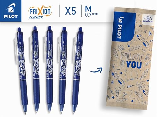 Miniatura 2 de Pilot - Caja De 5 Frixion Ball Clicker - Bolígrafo Retráctil Borrable Con Tinta Termosensible - Rollerball Recargable Y Ergonómico - Azul - Punta Media