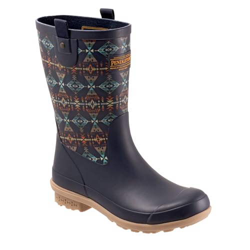 Image of Pendleton Women's Mid Rain Boots, Premium Natural Rubber, Non-Slip Sole, Cushioned Insole, 8.5 inch Shaft