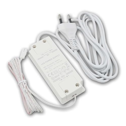 LED Transformator 12V DC 12W mit 1x Mini-AMP Buchse | Netzteil mit Euro-Stecker | Trafo für LED Möbel-, Schrank- & Unterbauleuchten | Plug & Play, IP20, 230V AC Eingang