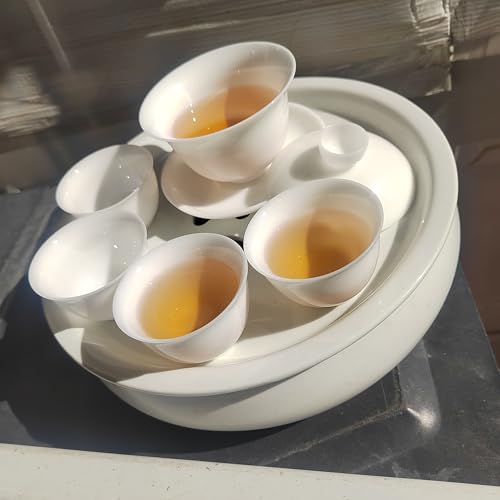 Image of Liang baobao Ice Jade White Porcelain Cups,2 oz Teacup Set of 4 Suet-fat Jade Porcelain Chinese Tea Cup Set for Gongfu Tea (small cups)