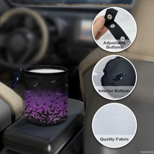 Image of Halloween Bats Car Trash Can Collapsible Portable Small Car Garbage Bin for Front Seat, Back Seat, Floor, Headrest Rubbish Bin Universal for SUV Trucks