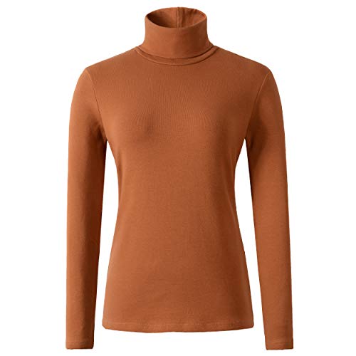 Image of Women's Soft Cotton Turtleneck Top Basic Pullover Sweater