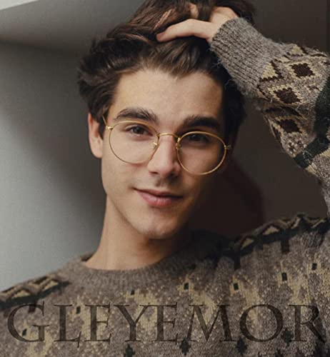 Image of Clear Glasses for Women Men, Classic Round Metal Frame Clear Lens Fake Glasses (Gold)
