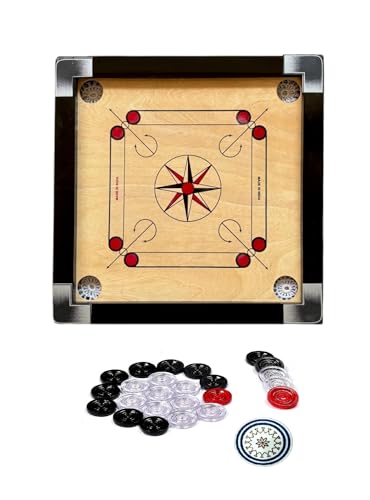 Image of Pro Play Priminum Wooden Carrom Board for Kids & Adults with Coins Striker and Boric Powder (Small Size 20 * 20 Cristal Coin)