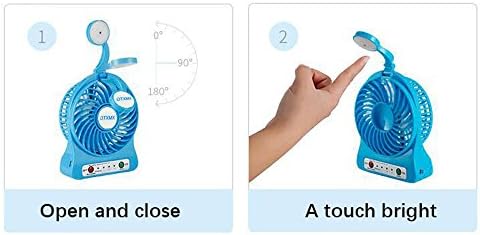 Mini USB Fan Portable, DTXMX Personal Desk Table Cooling Fan with USB Rechargeable Battery 2200Am LED Sensor Lights for Office Room Outdoor Household Traveling(3 Speed) (Blue)