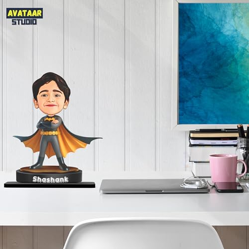 Image of Personalized Gift for Kids, Friends Character Caricature Photo Frame Unique Design Customized Gift for Children, Return Gift Idea (BATMAN, 7 INCHES)