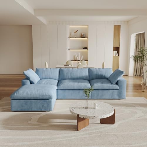 Cloud Modular Sectional Sofa with Storage Ottoman,118" L Shaped C...