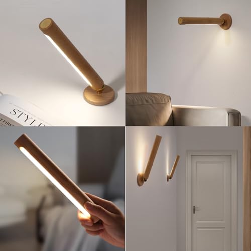 Interruptor apliques de pared inalámbricos USB con base de madera para interior 7