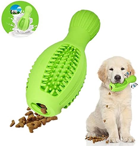 Petdexon Dog Chew Toys for Medium Dog,4 in 1 Interactive Durable Squeaky Dog Teeth Cleaning Toothbrush Toy for Medium Breed, Natural…