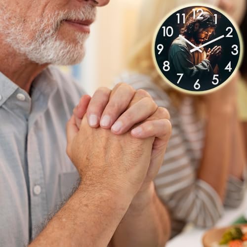 Crosstime Wall Clock Wall Art Decor Christian Gifts For Women Men,Inspirational Religious Spiritual Clock Jesus Prayer Themed,12 Inch Glass thumb #3