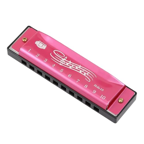 Blues Harmonica in C, 10 Hole 20 Tone Diatonic Mouth Organ, Premium Titanium Mini Harmonica for Adults Beginners & Performers, Thanksgiving Xmas Easter Gift for Music Lovers, Pink