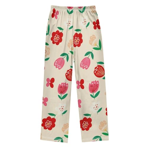 J JOYSAY Floral Blossom Beige Pajamas Pants Soft Long Pajama Bottoms Lounge Sleep Pants Size S-XL2