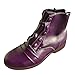 Bottes de Chevalier Femme rétro à tube court à fermeture éclair plate de couleur unie pour décoration de bouton de mode pour femmes Classiques Pour l'hiver (Violet, 42)