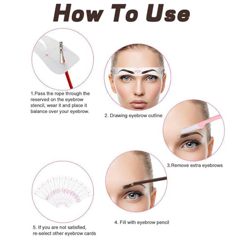 12 PCS Eyebrow Stencil,Reusable DIY Eyebrow Stencils Template for 3 Minutes Makeup，Eyebrow Template with Elastic Band for Beginners，Suitable for Women's Makeup, Drawing Brows(Eyebrow Distance 2.0cm) - Image 3