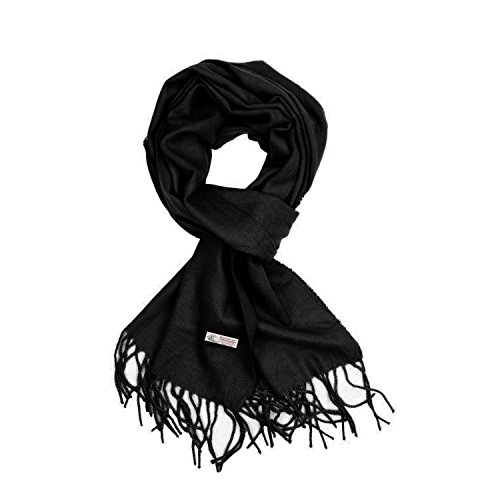 Plain Solid Color Cashmere Feel Classic Soft Luxurious Winter Scarf For Men Women (Black)