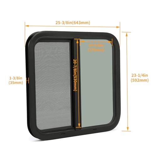 HECASA 24" W x 22" H RV Window Horizontal Sliding Window Camper Trailer Window Replacement W/Trim Ring by HECASA - Image 7