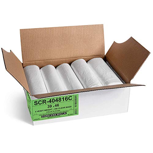 Aluf Plastics 45 Gallon Clear Trash Bags (1000 Count) - 40' x 48' - 16 Micron Equivalent High Density Value Garbage Bags Can Liners for Bathroom, Office, Industrial, Commercial, Recycling