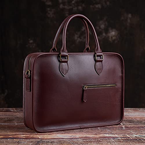 Briefcase Men's Leather Casual Man Handbag Coffee Fashion Shoulder Business Office Laptop 15 Inch Bag (Color : A Size : 27x39cm)3