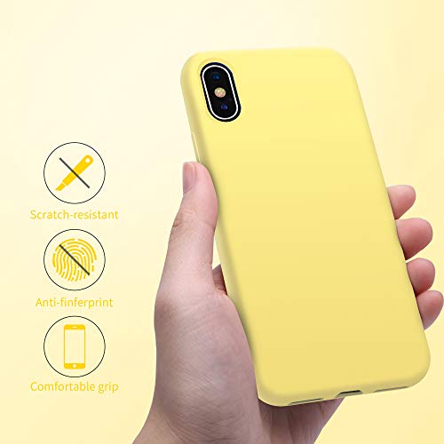 OTOFLY Compatible with iPhone X Case ONLY, [Silky and Soft Touch Series] Premium Soft Silicone Rubber Full-Body Protective Bumper Case - Yellow by OTOFLY - Image 8