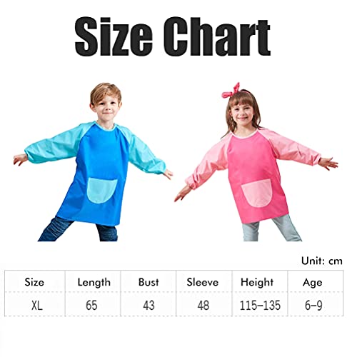 Schort voor kinderen, schildersschort, speelschort, anti-vuil, waterdicht, verstelbare grote zak, lange mouwen… - Image 3