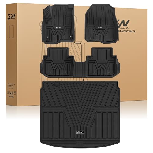 3W Floor Mats & Cargo Liner Fit for Honda CR-V 2023 2024 2025 2026 (Include Hybrid) All Weather TPE Custom Fit Honda CRV Floor Liner 1st 2nd Row and Trunk (Upper Positon) Full Set Car Mats Black