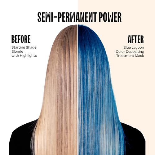 Image of Overtone Semi Permanent Hair Color Conditioner, Blue Lagoon, 8 oz, Nourishing, Damage-Free, Color Depositing Mask for All Hair Types with Shea Butter & Coconut Oil, Vegan & Cruelty-Free
