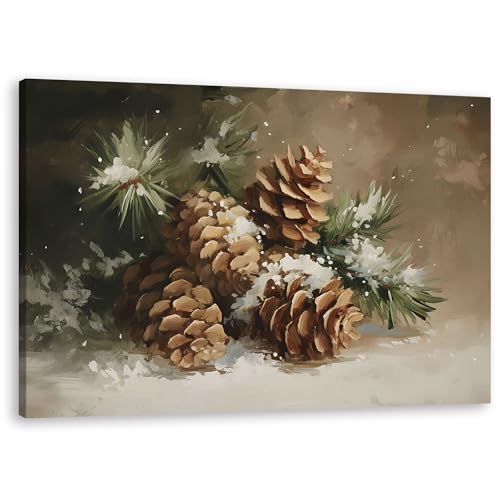 TLESKE Rustic Winter Pine Cones Pinecones Wall Art Decor, Vintage