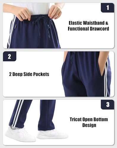 Rolimaka 4 Pcs Boys Sweatpants Soft Fleece Lined Open Bottom Youth Basic Athletic Joggers with Pockets Thermal Pants for Boys3