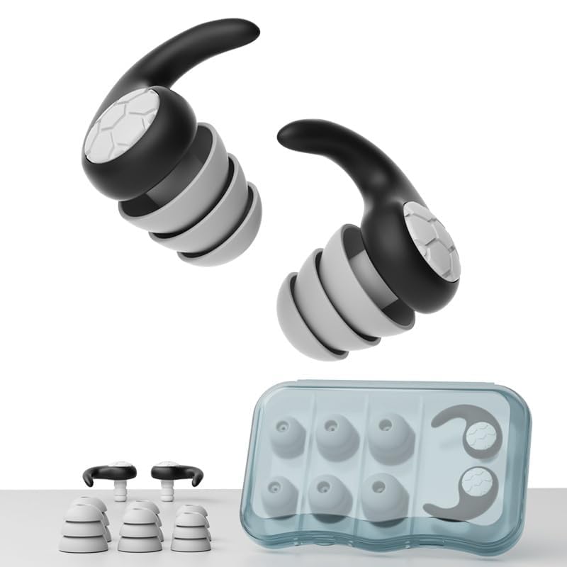 Silicone Ear Plugs for Sleeping – Reusable Waterproof Noise Reduction Earplugs for Study, Work, Travel & Daily Comfort (Black, One Size 1 pair (Pack of 1))-image-17