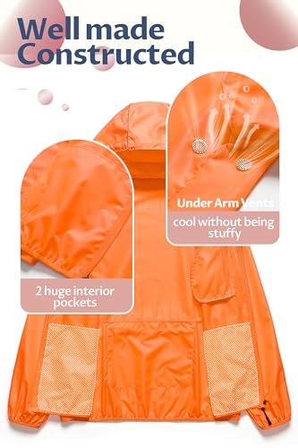 CREATMO US Women's Packable Waterproof Running Rain Coat Reflective Cycling Jacket Windbreaker With Detachable Hood3