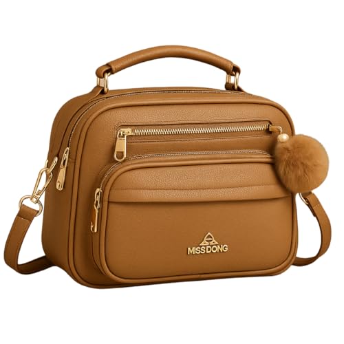 Bolsa Feminina Baú Transversal tamanho Médio em couro PU com Alça De Ombro removível Tiracolo (Cáqui)