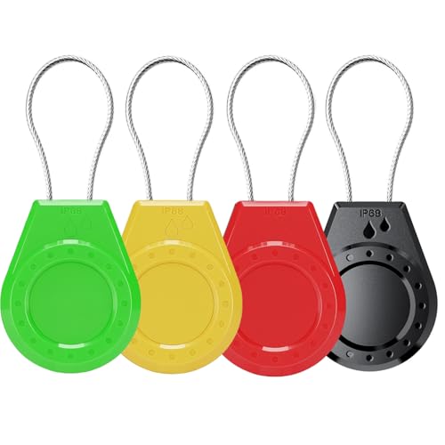 Image of Air Tagholder Keychain Case with Steel Wire Cable & Hex Lock, Waterproof Anti-Lost Shockproof Cover Compatible with Apple Air Tag for Luggage, Backpack, Keys (Green+Yellow+Red+Black)