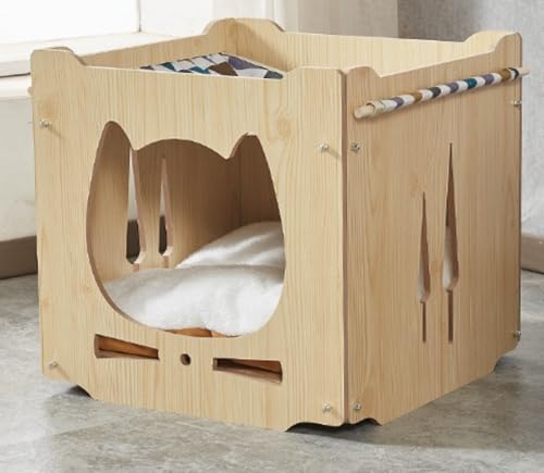 Cutdred 猫 ハウス-キャットハウス 猫 ベッド 冬,柔らかい猫 クッション,ホール、寝室、リビングルームなどのあらゆる種類の小さなスペースに適していますペットハウス 猫 家 (ナチュラル,猫の形(M 6kg以下の猫))