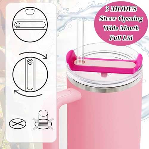 Couvercle pour Stanley 1200 ml idéal au bureau ou sport avec paille rose