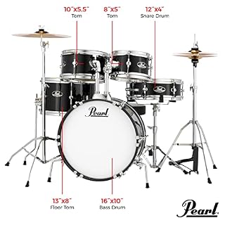 Pearl RSJ465C/C708 Véritable batterie acoustique débutant pour enfants – Grindstone Sparkle - Les Beatles, Paul McCartney, John Lennon, RIngo Starr, George Harrison Pearl RSJ465C/C708 Véritable batterie acoustique débutant pour enfants - Grindstone Sparkle – Image 2