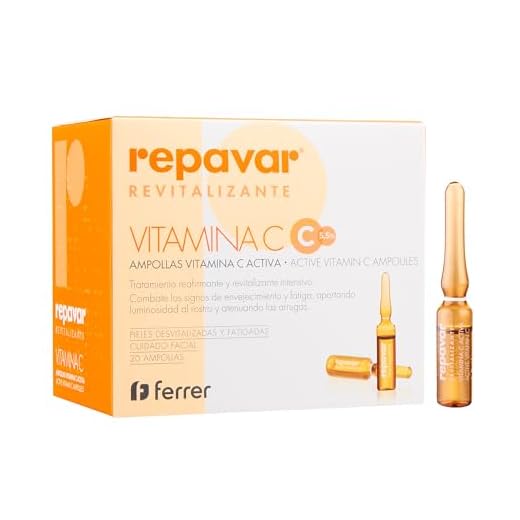 Repavar Revitalizante - Vitamina C Activa para el Cuidado Facial - Previene el Envejecimiento - Tratamiento Reafirmante y Revitalizante Intensivo - 20 Ampollas de 1 ml
