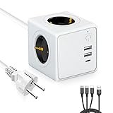 📇【Was Sie erhalten】 1x PowerPort Cube, 1x 3-in-1-USB-Ladekabel (nur laden ist möglich, keine Datenübertragung), 4x Klebestreifen, 12 Monate Garantie und einen freundlichen Kundenservice. Wenn in dieser Garantie von der 