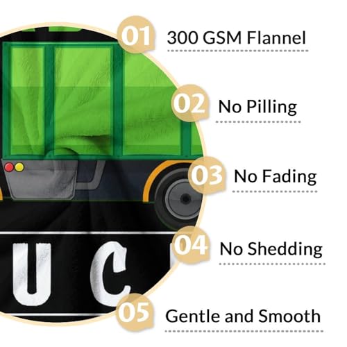 Mercuryelf Garbage Truck Blanket Gift - 50x60 Inches Funny Throw Blankets for Kids - Black Soft, Fuzzy & Warm Throws for Living Room, Sofa