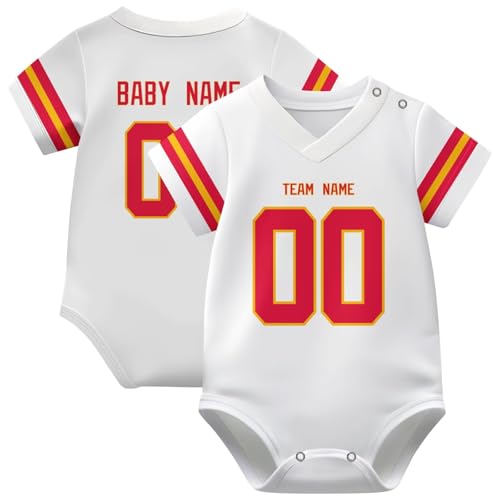 Image of KREDE Baby Clothes Unisex Bodysuit Jersey Style Custom Name Number for Baby Boys