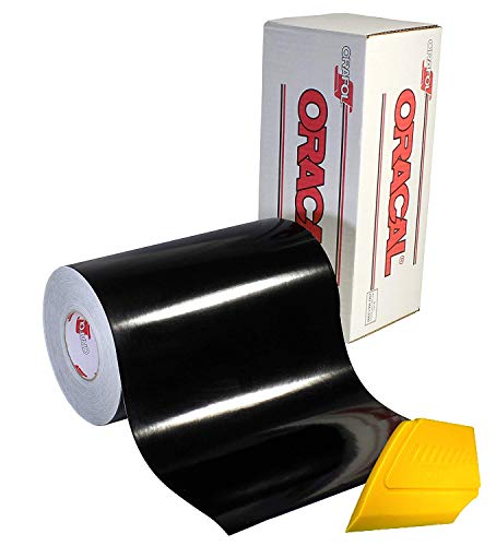 VViViD ORACAL 651 12x 20ft Gloss Vinyl Choose Color Solvent-Based Adhesive-Backed Calendared Wrap Decals (Black) w/Yellow Detailer