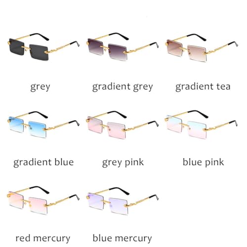 Rimless Rectangular Sunglasses Men Women Fashion Vintage Gradient Shades Women Luxury Eyewear3
