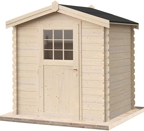 Casetta Da Giardino In Legno - 34,80m2 - 5,90x5,90m - Impregnata - 45mm - Colore: Marrone