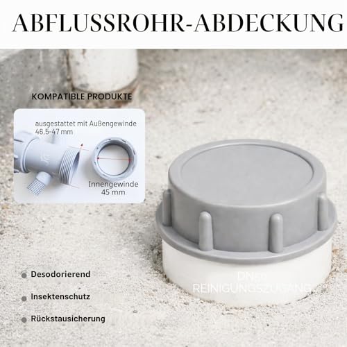 RowGlow 2pcs blindkappe siphon verschlusskappe Waschbecken für Küchenablaufrohr Durchmesser Dn40 40 mm G1½ und Flachdichtungen, Siphonstopfen Siphon stopfen Durchmesser 45mm (45mm 2pcs)